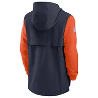 Men's Nike Navy/Orange Chicago Bears Sideline Player Quarter-Zip Hoodie