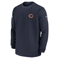 Men's Nike  Navy Chicago Bears 2023 Sideline Throwback Heavy Brushed Waffle Long Sleeve Top