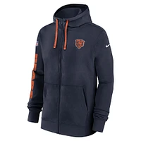 Men's Nike Navy Chicago Bears 2024 Sideline Club Full-Zip Hoodie