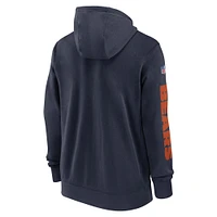 Men's Nike Navy Chicago Bears 2024 Sideline Club Full-Zip Hoodie
