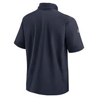 Men's Nike Navy Chicago Bears 2024 Sideline Coach Short Sleeve Half-Zip Hoodie Jacket
