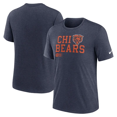 T-shirt à trois mélanges Nike pour hommes, bleu marine, Chicago Bears Overlap Lockup