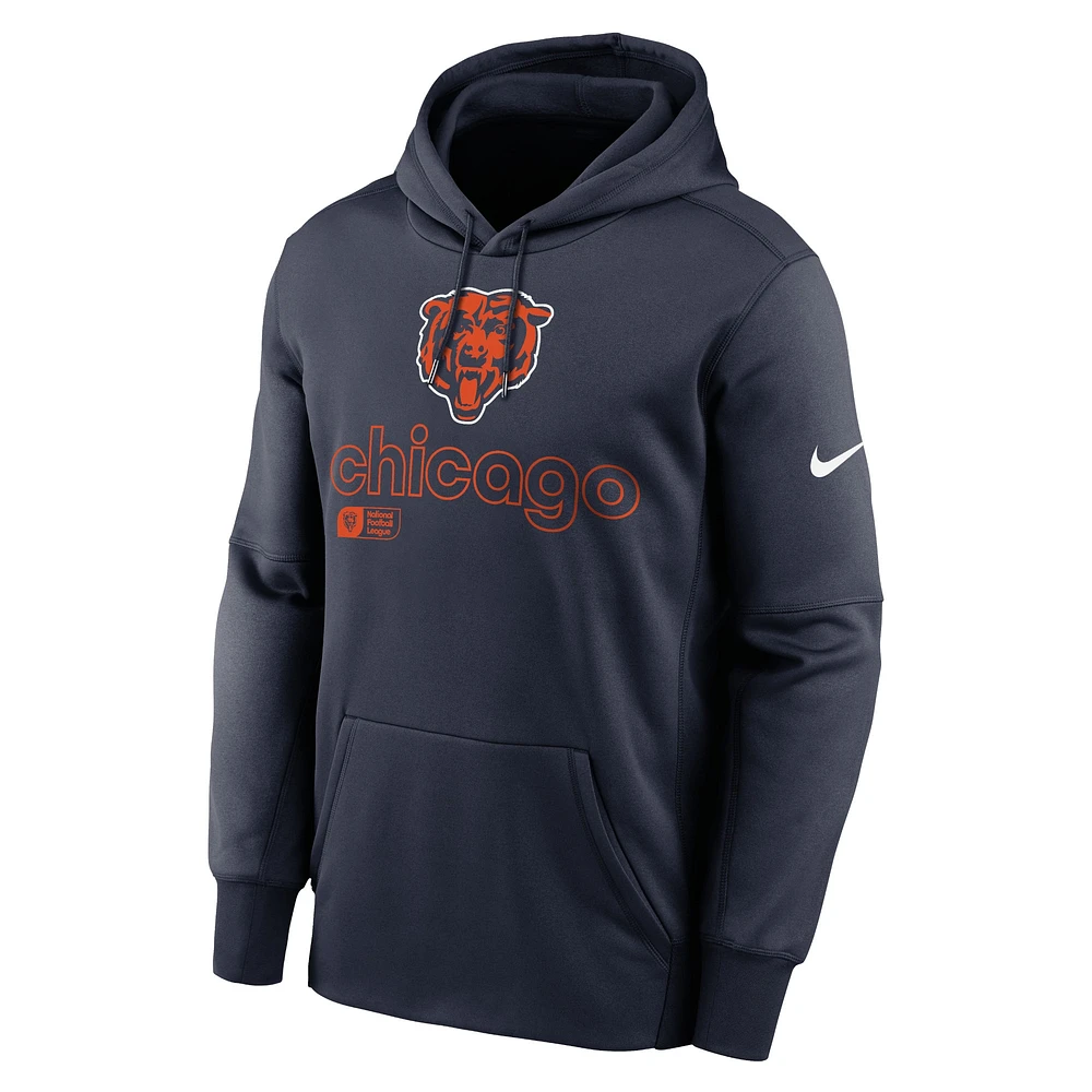 Men's Nike Navy Chicago Bears Performance Pullover Hoodie