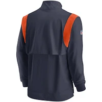 Men's Nike Navy Chicago Bears Sideline Coach Chevron Lockup Quarter-Zip Long Sleeve Top