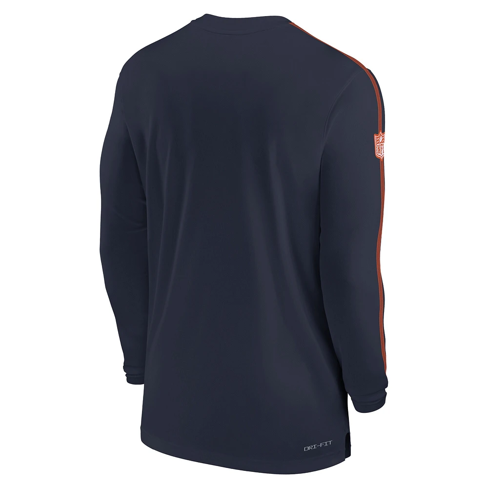 Men's Nike Navy Chicago Bears Sideline Coach UV Performance Long Sleeve T-Shirt