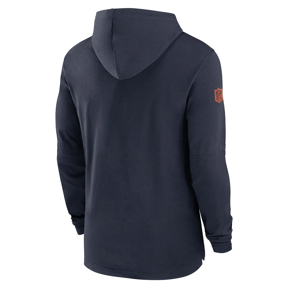 Men's Nike Navy Chicago Bears Sideline Hoodie Performance Long Sleeve T-Shirt