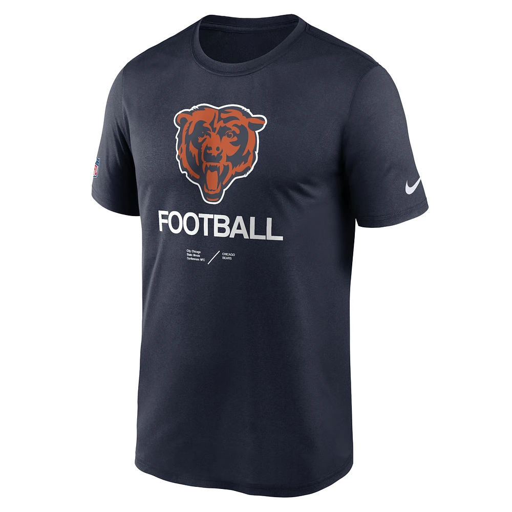 Men's Nike Navy Chicago Bears Sideline Infograph Performance T-Shirt