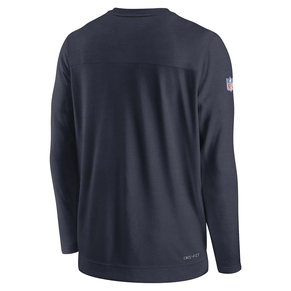 Men's Nike Navy Chicago Bears Sideline Lockup Performance - Long Sleeve T-Shirt