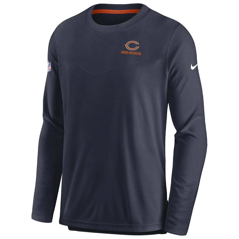 Men's Nike Navy Chicago Bears Sideline Lockup Performance Pullover Sweatshirt