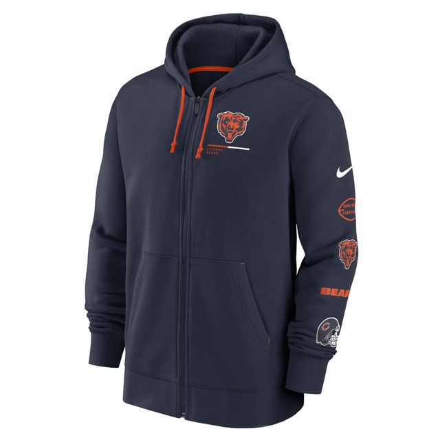 Sweat à capuche entièrement zippé Nike pour hommes, bleu marine, Chicago Bears Surrey
