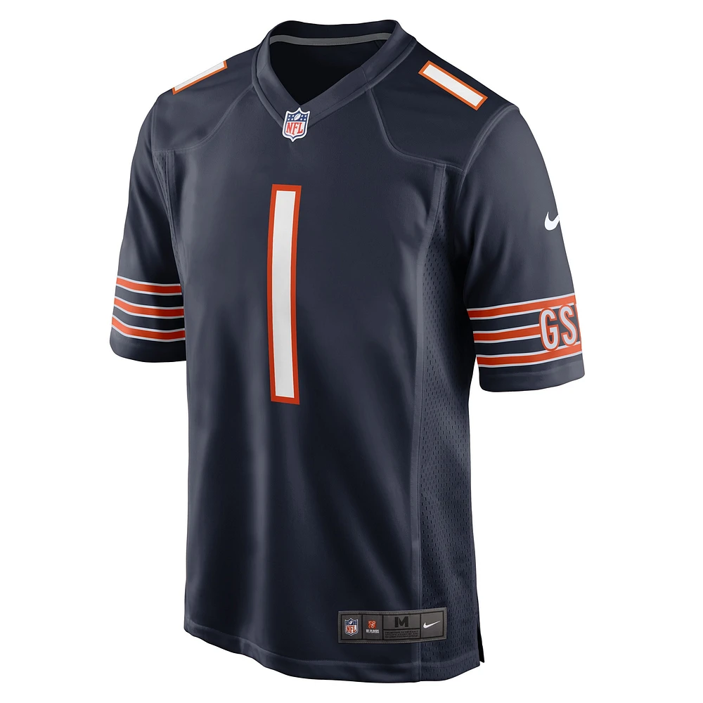 Men's Nike Number 1 Groom Navy Chicago Bears Game Jersey