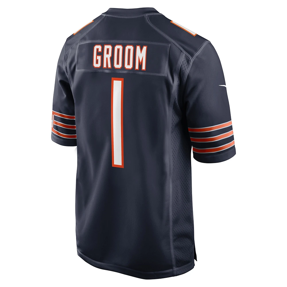 Men's Nike Number 1 Groom Navy Chicago Bears Game Jersey