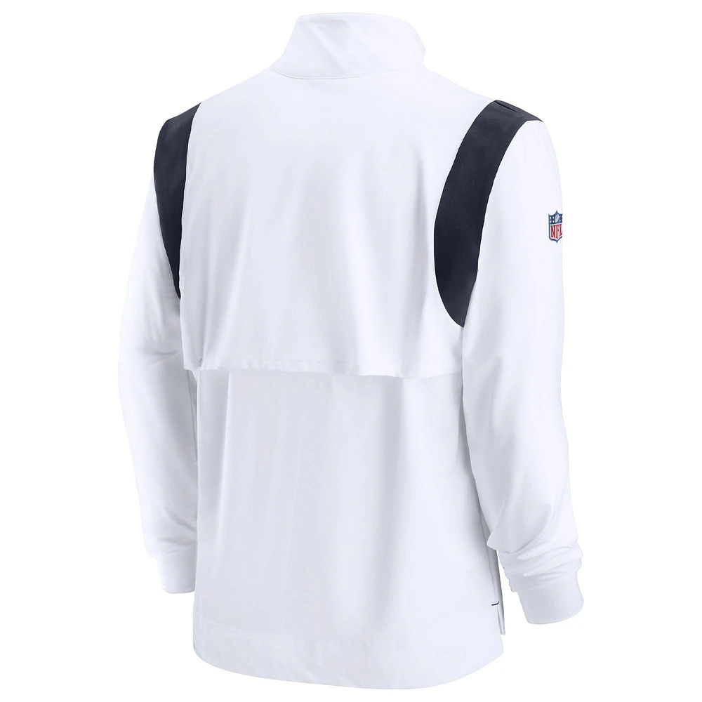 Men's Nike White Chicago Bears Sideline Coach Chevron Lockup Quarter-Zip Long Sleeve Top