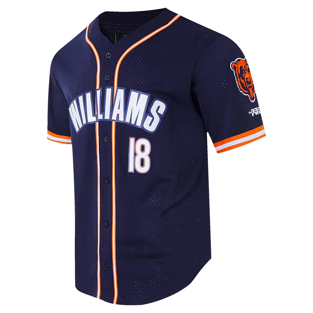 Men's Pro Standard Caleb Williams Navy Chicago Bears Mesh Button-Up Baseball Jersey