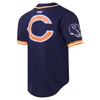 Men's Pro Standard Caleb Williams Navy Chicago Bears Mesh Button-Up Baseball Jersey
