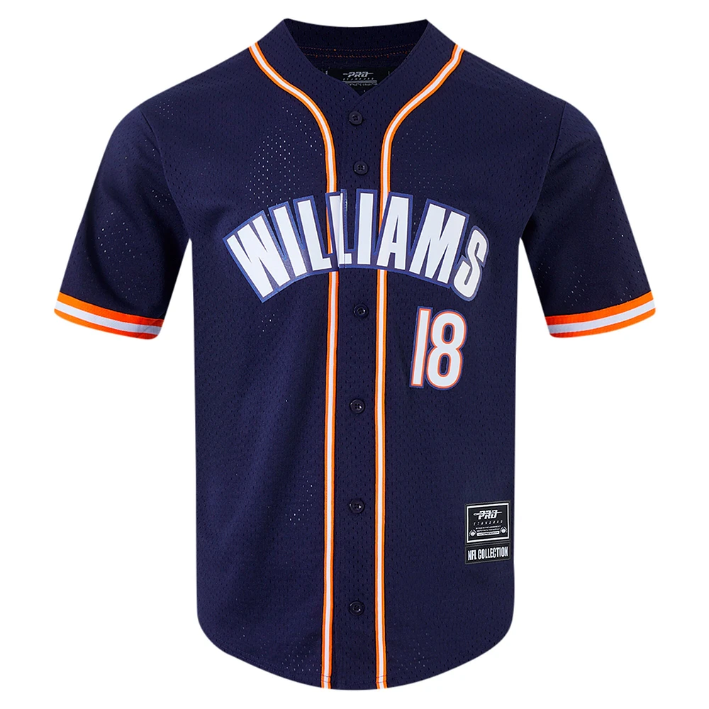 Men's Pro Standard Caleb Williams Navy Chicago Bears Mesh Button-Up Baseball Jersey