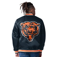 Men's Starter  Navy/Orange Chicago Bears Closer Reversible Satin Full-Snap Jacket