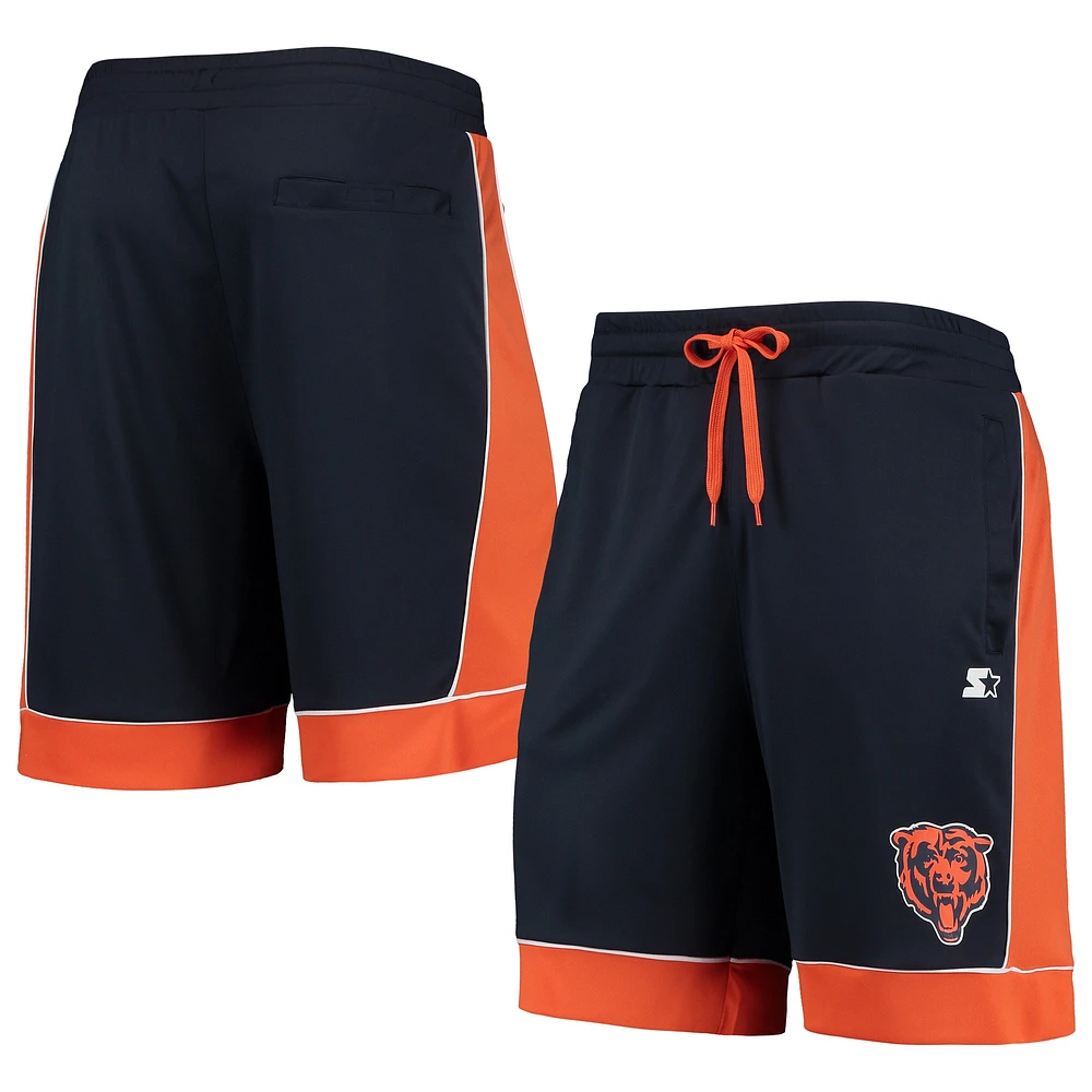 Short à la mode préféré des supporters Chicago Bears Starter bleu marine/orange pour homme
