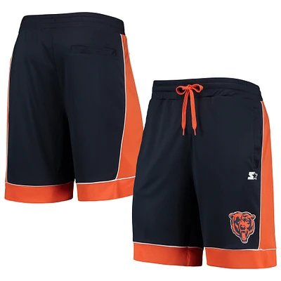 Short à la mode préféré des supporters Chicago Bears Starter bleu marine/orange pour homme