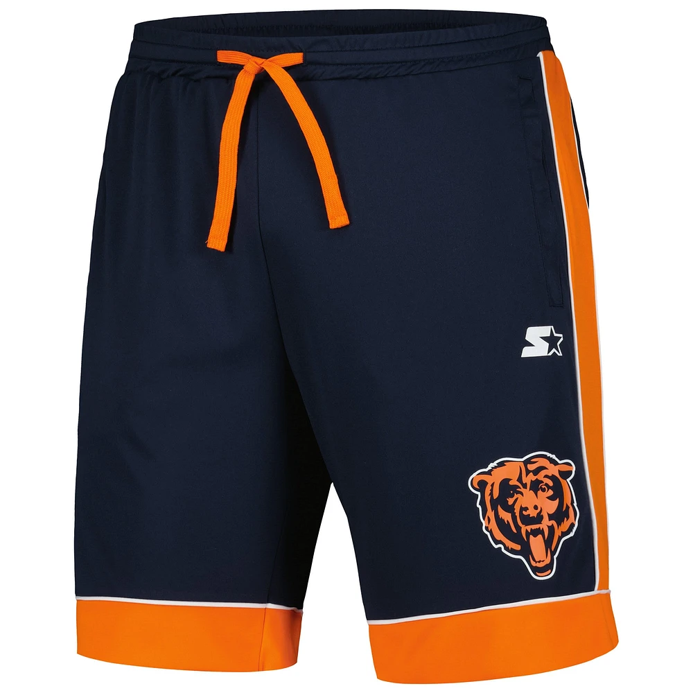 Short de mode préféré des fans Chicago Bears Starter bleu marine/orange pour hommes