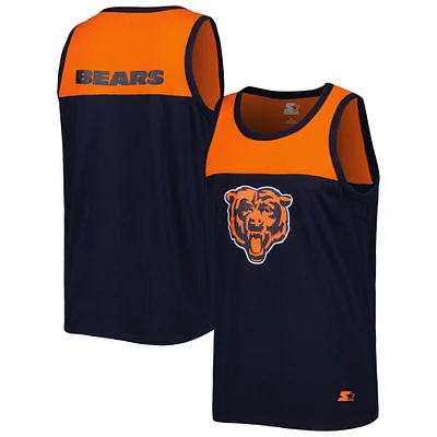 Débardeur tendance Starter bleu marine/orange Chicago Bears Logo Touchdown pour homme