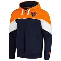 Men's Starter Navy/Orange Chicago Bears Running Back Full-Zip Hoodie