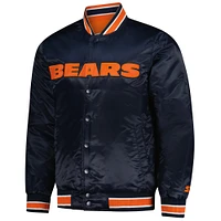 Men's Starter Navy/Orange Chicago Bears Satin Varsity Full-Snap Reversible Jacket