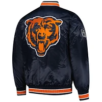 Men's Starter Navy/Orange Chicago Bears Satin Varsity Full-Snap Reversible Jacket