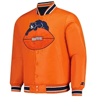 Men's Starter Navy/Orange Chicago Bears Satin Varsity Full-Snap Reversible Jacket