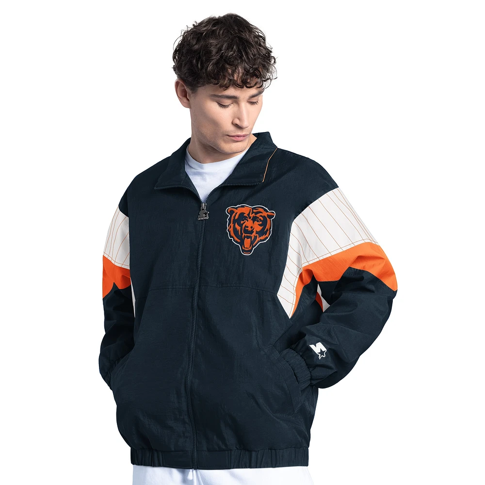 Veste zippée complète Chicago Bears Yard Line pour homme, bleu marine