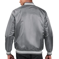 Men's Starter Silver Chicago Bears Locker Room Satin Varsity Full-Snap Jacket