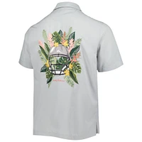 Chemise boutonnée pour homme Tommy Bahama Gray Chicago Bears Coconut Point Frondly Fan Camp IslandZone