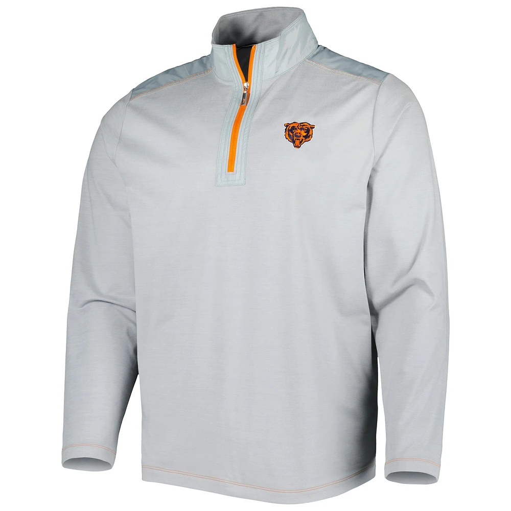Men's Tommy Bahama Gray Chicago Bears On Deck IslandZone Half-Zip Jacket