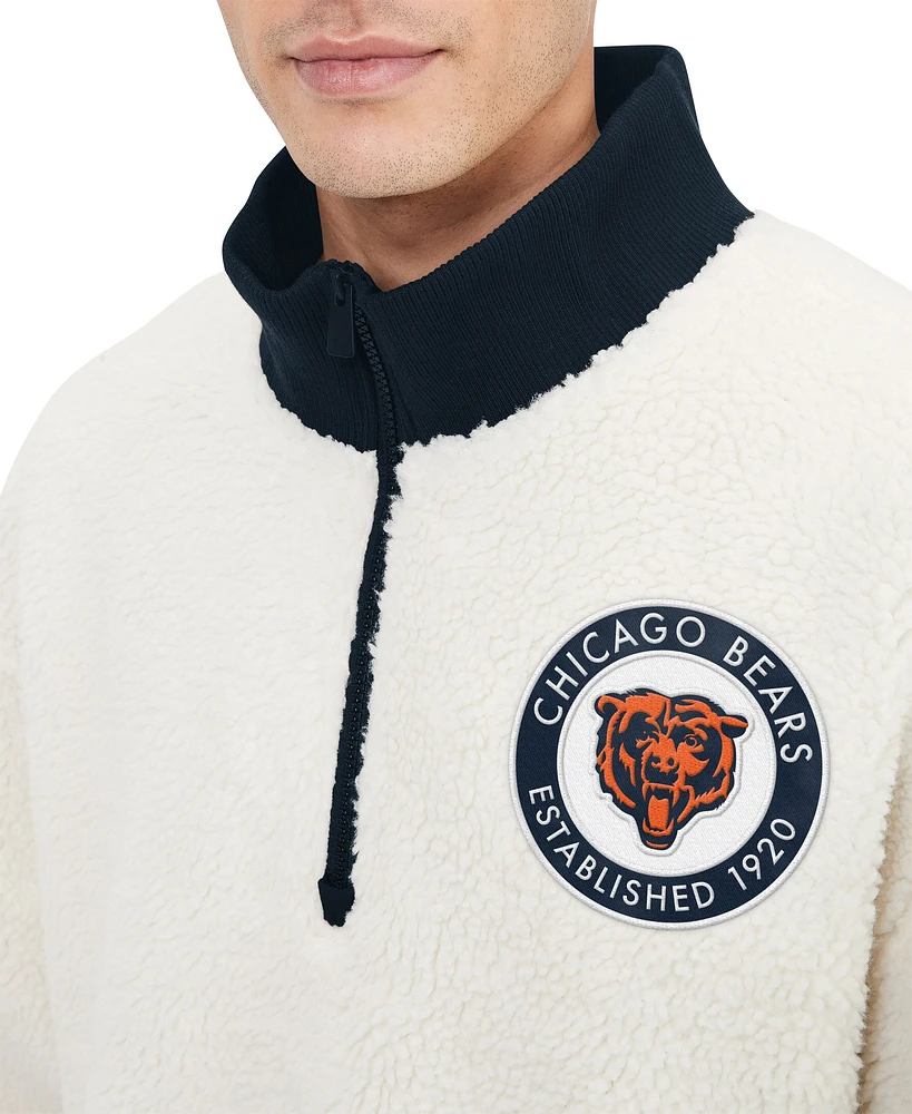 Sweat-shirt crème à quart de zip Tommy Hilfiger Chicago Bears Jordan Sherpa pour hommes