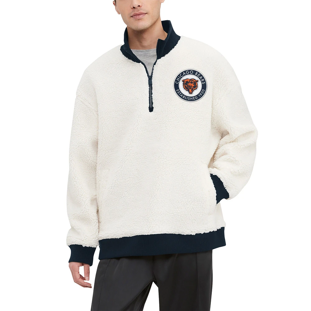 Sweat-shirt crème à quart de zip Tommy Hilfiger Chicago Bears Jordan Sherpa pour hommes