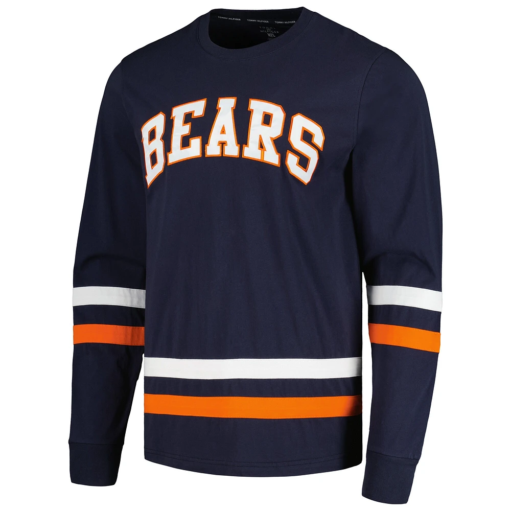 Men's Tommy Hilfiger Navy/Orange Chicago Bears Nolan Long Sleeve T-Shirt