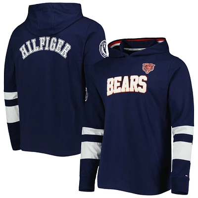 T-shirt à capuche manches longues Tommy Hilfiger pour homme Chicago Bears Alex bleu marine/blanc