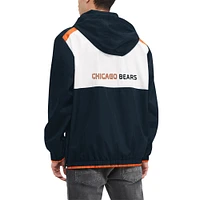 Men's Tommy Hilfiger Navy/White Chicago Bears Carter Half-Zip Hooded Top