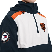 Men's Tommy Hilfiger Navy/White Chicago Bears Carter Half-Zip Hooded Top
