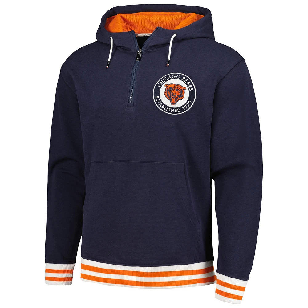 Men's Tommy Hilfiger Navy Chicago Bears Aaron Quarter-Zip Hoodie