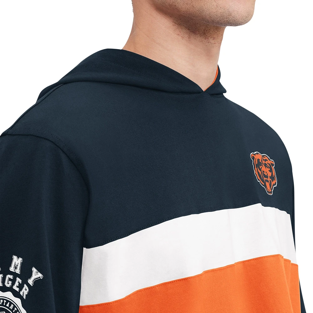 Men's Tommy Hilfiger Navy Chicago Bears Morgan Long Sleeve Hoodie T-Shirt
