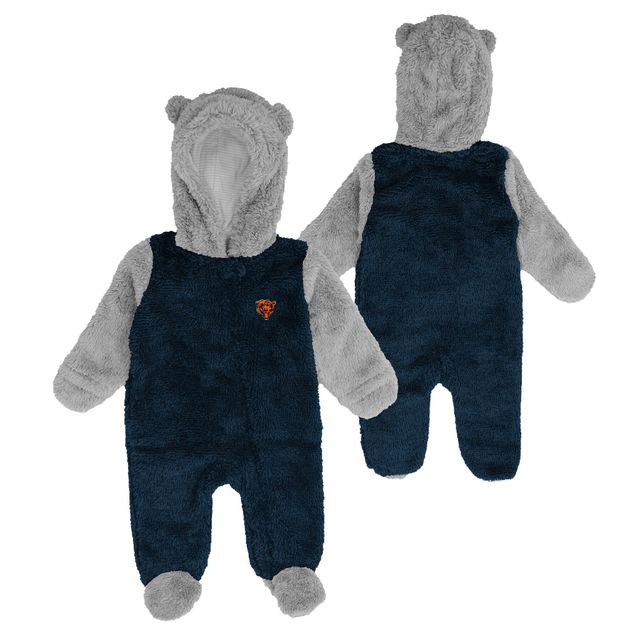 Newborn & Infant Chicago Bears Game Nap Teddy Fleece Bunting Bleu marine/gris - Dormeuse entièrement zippée