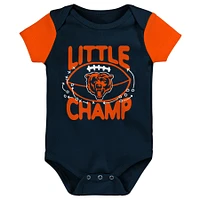 Newborn & Infant Navy/Orange Chicago Bears 3-Piece Little Champ Bodysuit Bib Booties - Set