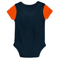 Newborn & Infant Navy/Orange Chicago Bears 3-Piece Little Champ Bodysuit Bib Booties - Set