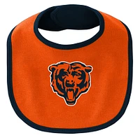 Newborn & Infant Navy/Orange Chicago Bears 3-Piece Little Champ Bodysuit Bib Booties - Set