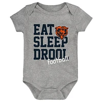 Newborn & Infant Orange/Navy/Heather Gray Chicago Bears Three-Pack Eat, Sleep Drool Retro Bodysuit Set