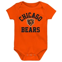 Newborn & Infant Orange/Navy/Heather Gray Chicago Bears Three-Pack Eat, Sleep Drool Retro Bodysuit Set