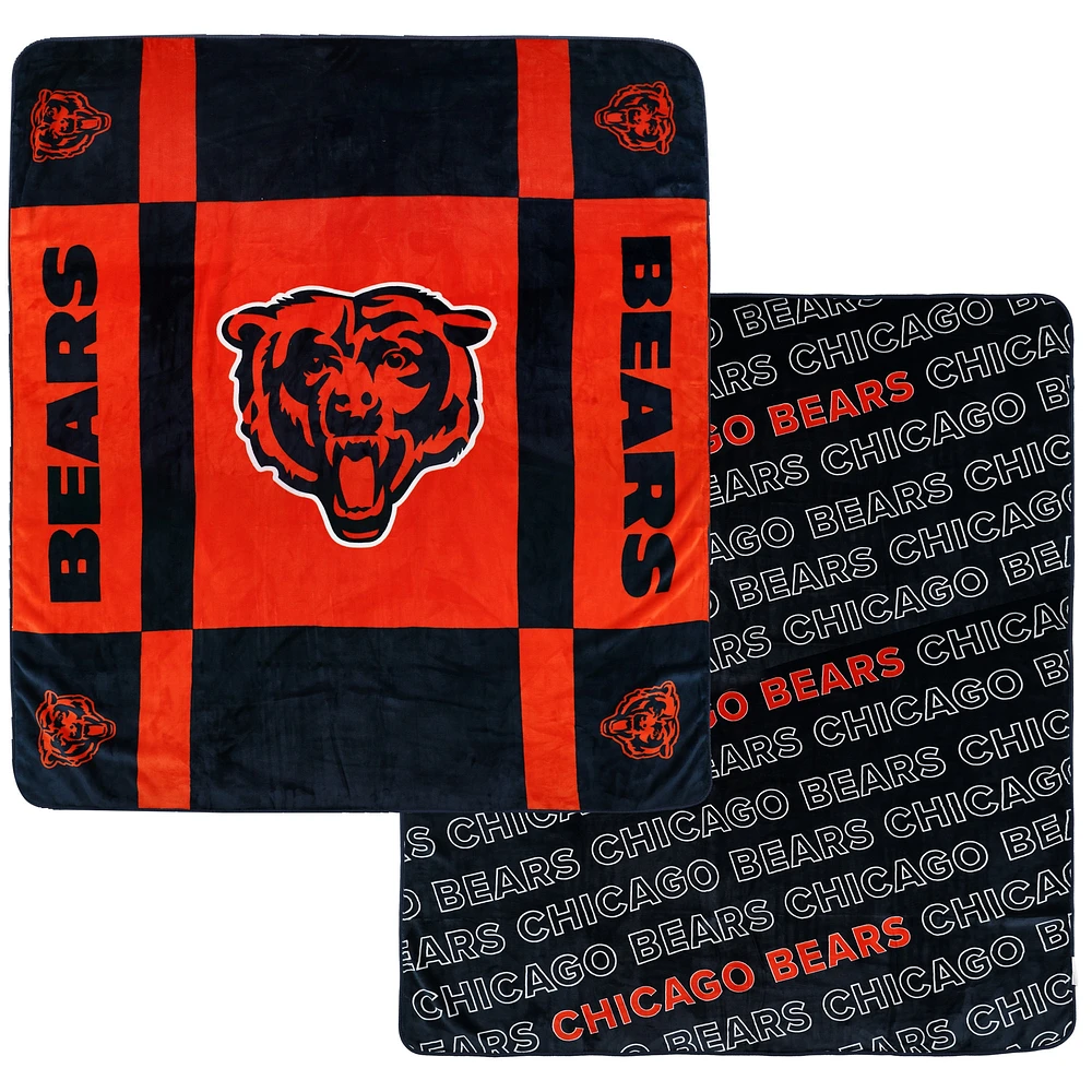 Couverture ultra confortable double face Pegasus Chicago Bears 60" x 70" Reverse Block