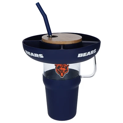 Gobelet en verre de 40 oz avec plateau à collation en silicone de The Memory Company Chicago Bears
