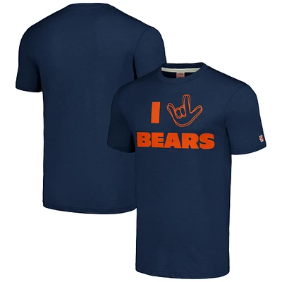 Hommage unisexe marine Chicago Bears La collection NFL ASL par Love Sign T-shirt triple mélange